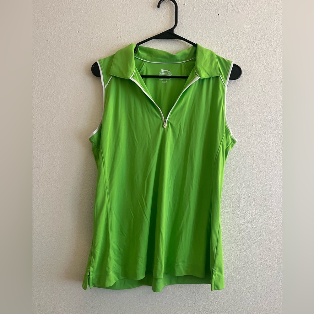 Slazenger Golf Lime Green Zip Tank Top
